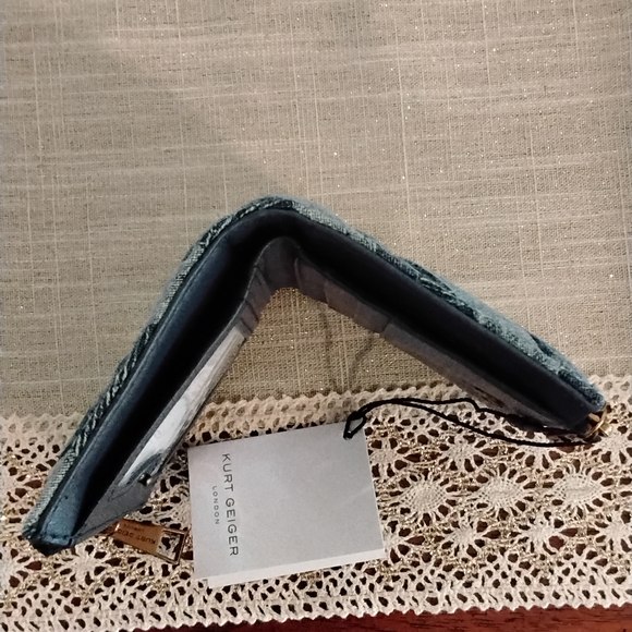 Kurt Geiger Blue Woven Denim Zip Wallet - Picture 7 of 10